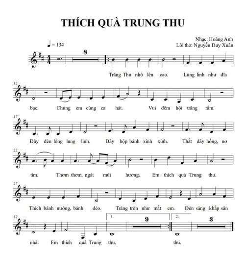 Bài hát Thích quà Trung Thu
